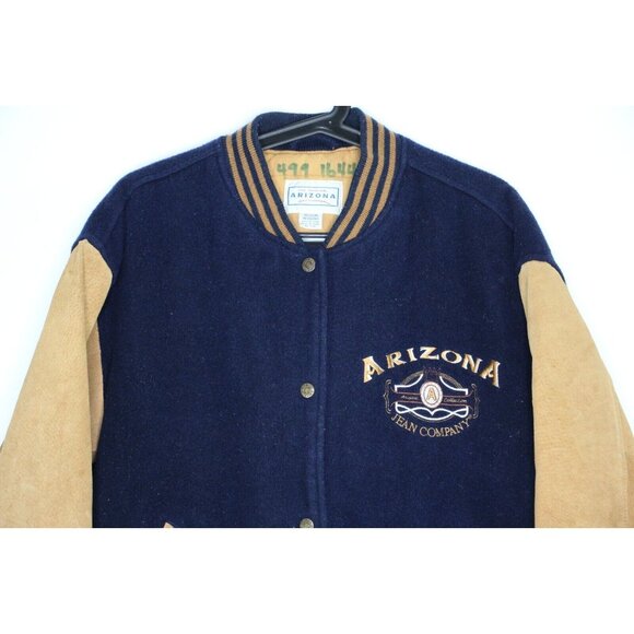 Vintage Arizona Jean Company Mens Medium Wool Leather Varsity Jacket F1154 - Picture 2 of 5